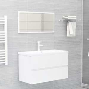 vidaXL Sink Cabinet with Built-in Basin High Gloss White Engineered Wood