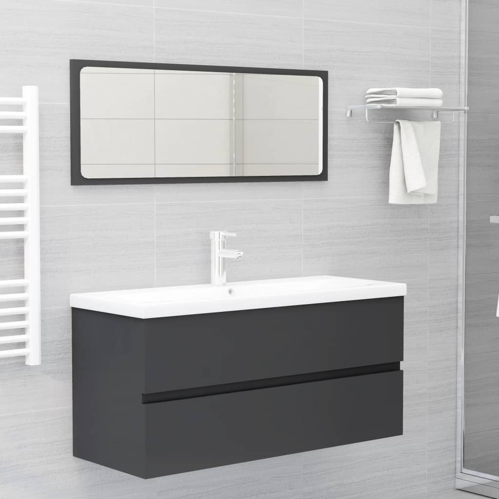 vidaXL Armoire d'évier avec lavabo intégré Gris Aggloméré