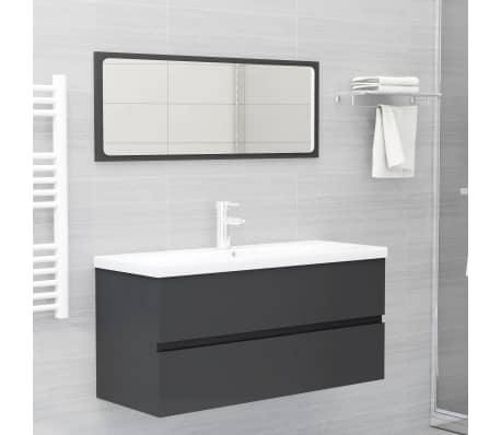 vidaXL Sink Cabinet with Built-in Basin Grey Engineered Wood