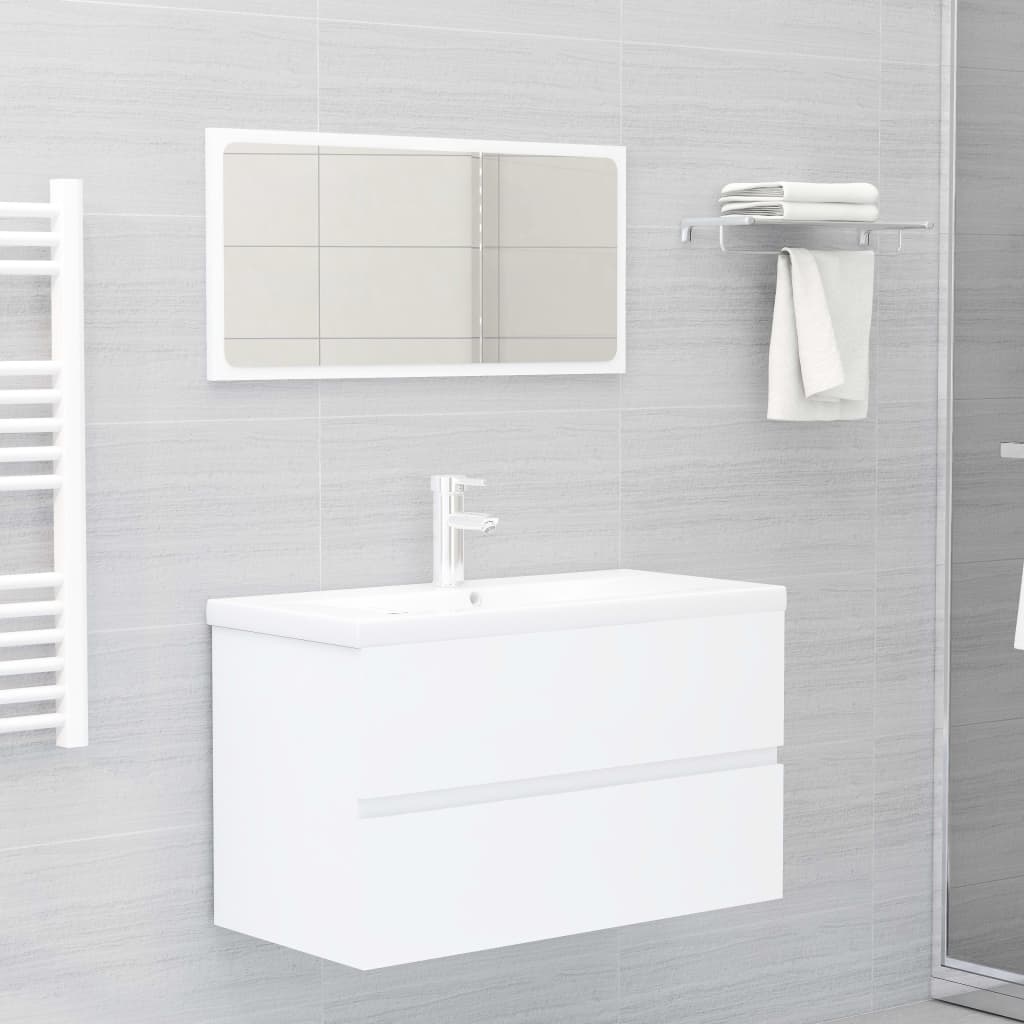 vidaXL Bathroom Furniture Set White Chipboard