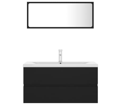 vidaXL Vonios kambario baldų komplektas, juodos spalvos, MDP