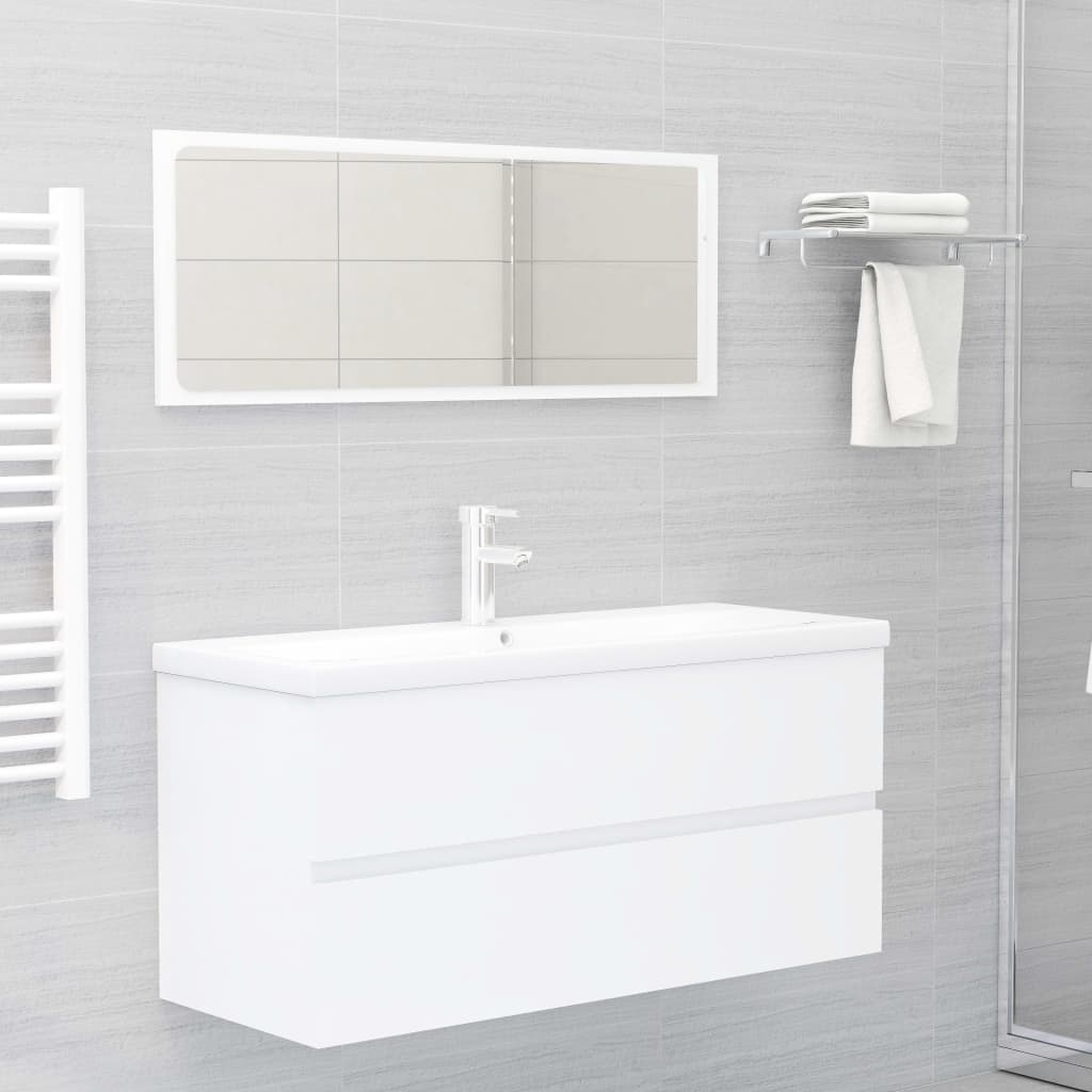 vidaXL Bathroom Furniture Set White Chipboard