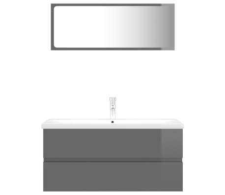 vidaXL Bathroom Furniture Set High Gloss Grey Engineered Wood