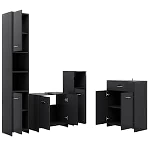 vidaXL Vonios kambario baldų komplektas, 4 dalių, pilkos spalvos