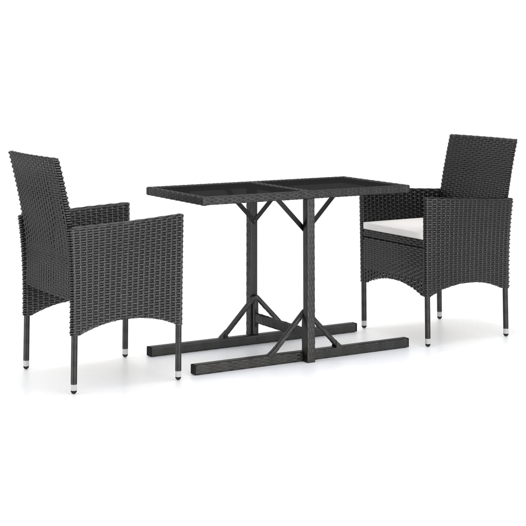 

vidaXL 3 Piece Patio Dining Set Black