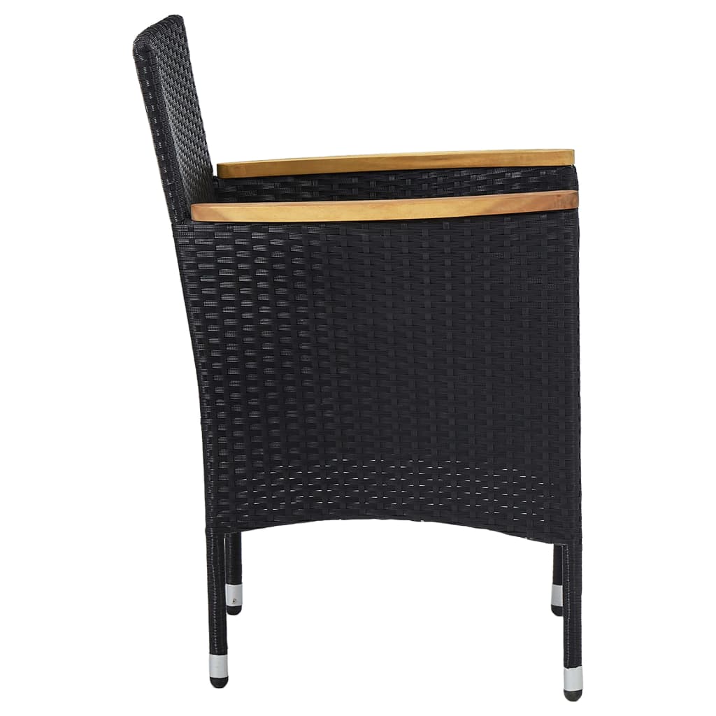 Set mobilier de grădină, 3 piese, negru