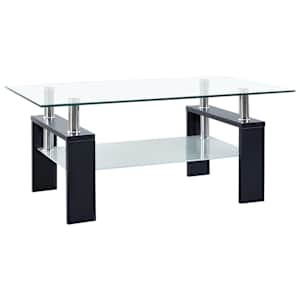 vidaXL kohvilaud must ja l&auml;bipaistev 95 x 55 x 40 cm karastatud klaas