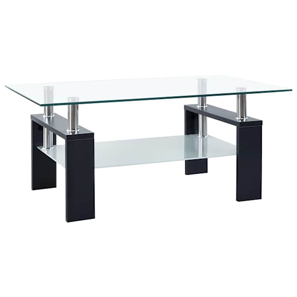 vidaXL kohvilaud must ja l&auml;bipaistev 95 x 55 x 40 cm karastatud klaas
