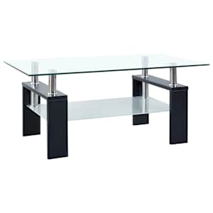 Konferenční stolek černý a průhledný 95x55x40 cm tvrzené sklo - obrázek 2