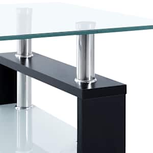 Konferenční stolek černý a průhledný 95x55x40 cm tvrzené sklo - obrázek 7