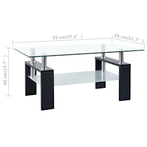 Konferenční stolek černý a průhledný 95x55x40 cm tvrzené sklo - obrázek 8