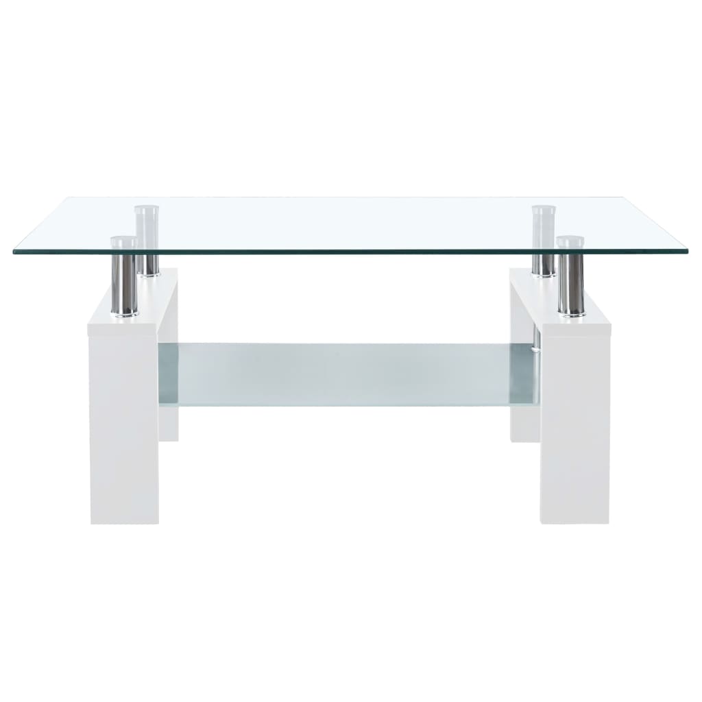 Konferenční stolek bílý a průhledný 95x55x40 cm tvrzené sklo