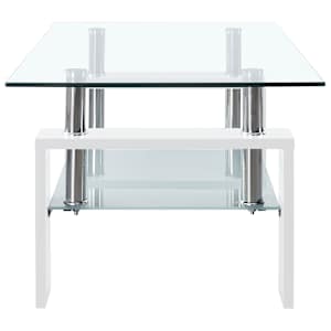 Konferenční stolek bílý a průhledný 95x55x40 cm tvrzené sklo - obrázek 5