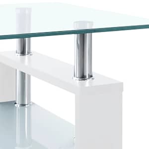 Konferenční stolek bílý a průhledný 95x55x40 cm tvrzené sklo - obrázek 6
