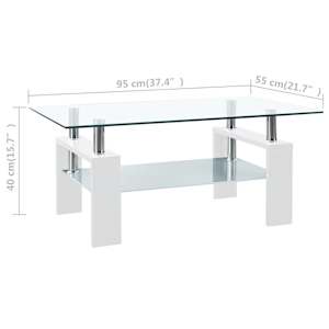 Konferenční stolek bílý a průhledný 95x55x40 cm tvrzené sklo - obrázek 8