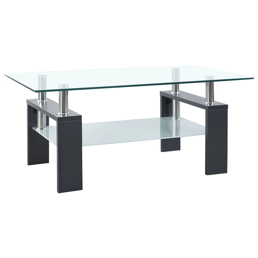 vidaXL Table basse Gris et transparent 95x55x40 cm Verre trempé