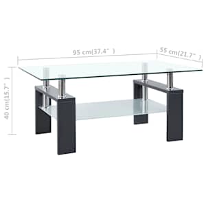 Konferenční stolek šedý a průhledný 95x55x40 cm tvrzené sklo - obrázek 8