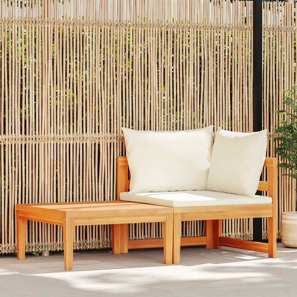 vidaXL 2-tlg. Garten-Lounge-Set mit Kissen Cremeweiß Akazienholz