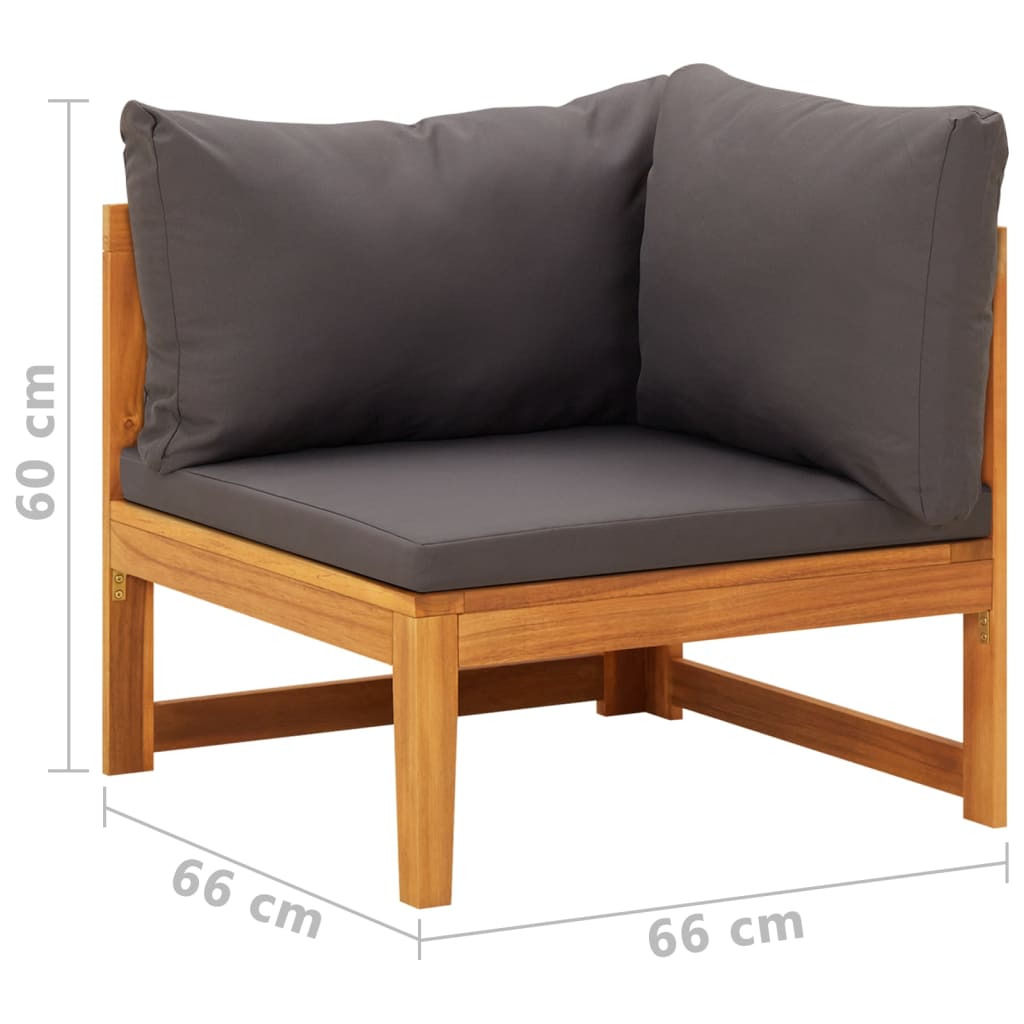 Set mobilier grădină cu perne gri închis, 2 piese, lemn acacia