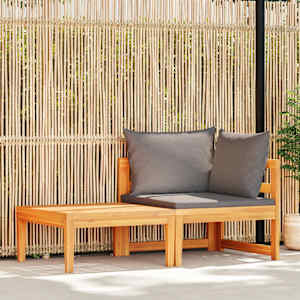 Vrtna garnitura 2-delna s temno sivimi blazinami akacijev les