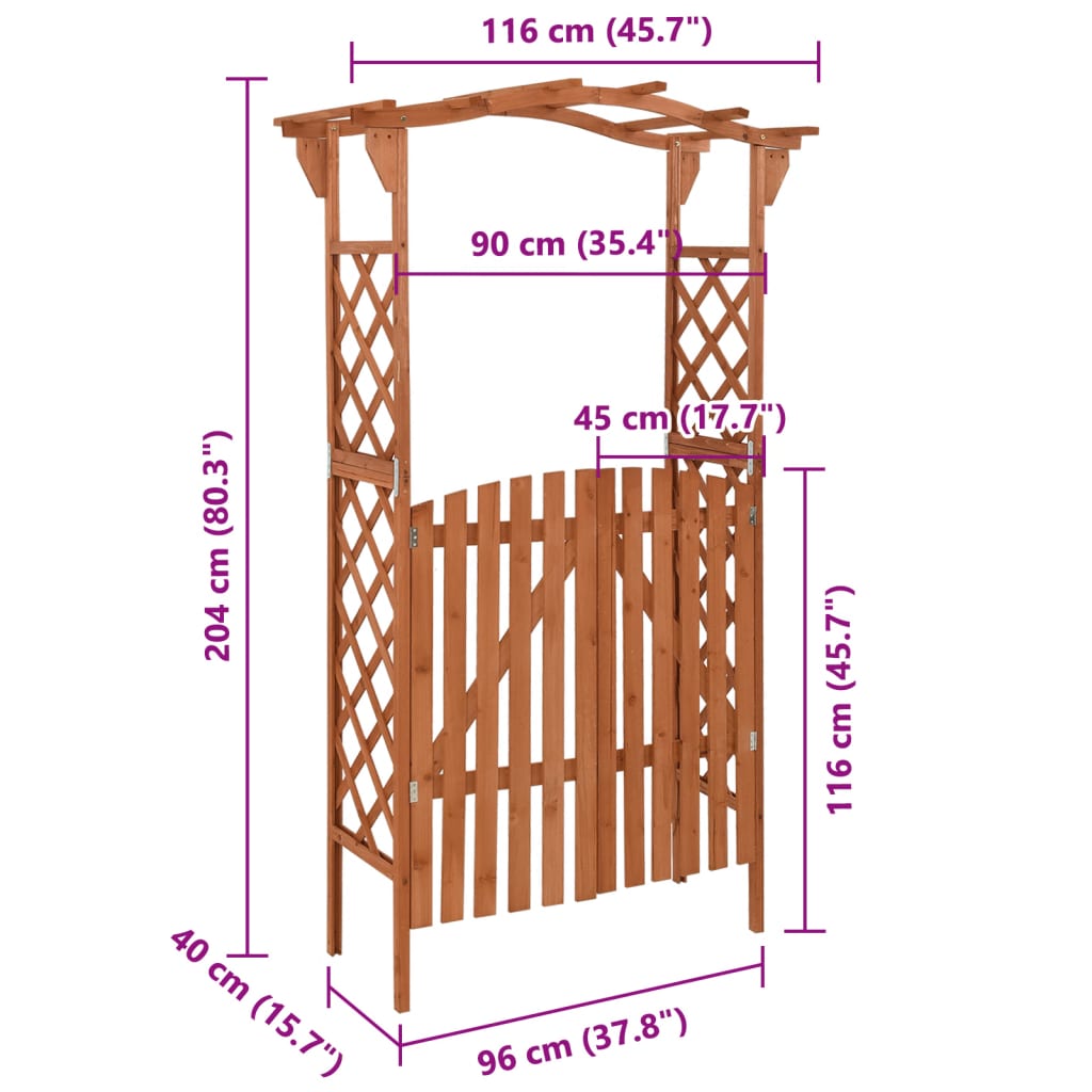 Pergola Outdoor Pergola Garden Arch with Gate for Deck Solid Wood Fir vidaXL - Picture 5 of 14
