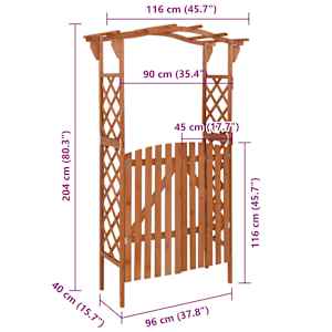 Pergola s brankou 116 x 40 x 204 cm masivní jedle - obrázek 6