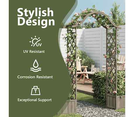 vidaXL GartenPergola mit Blumenkasten Grau Massivholz Tanne vidaXL.at