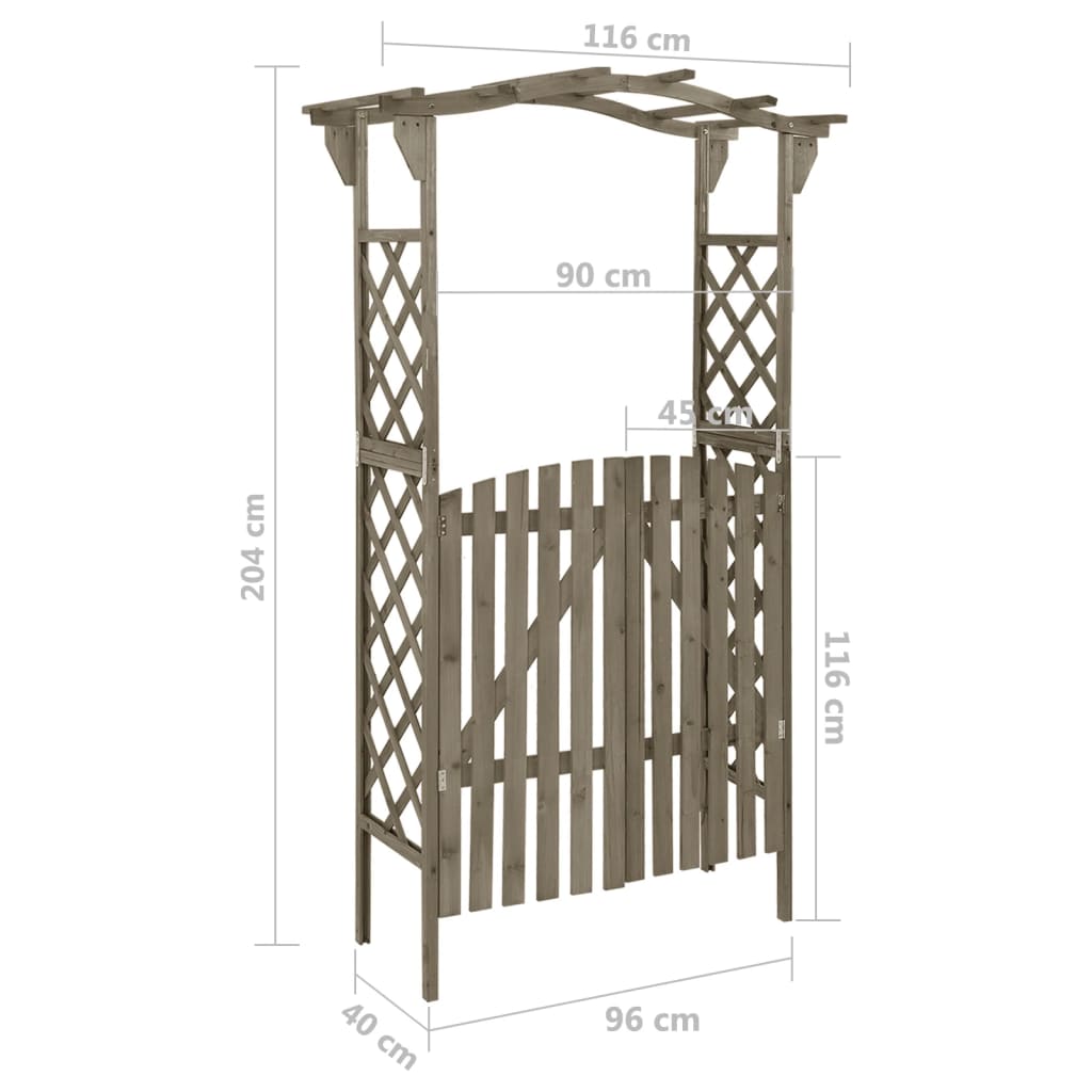Pergola Outdoor Pergola Garden Arch with Gate for Deck Solid Wood Fir vidaXL - Picture 11 of 14