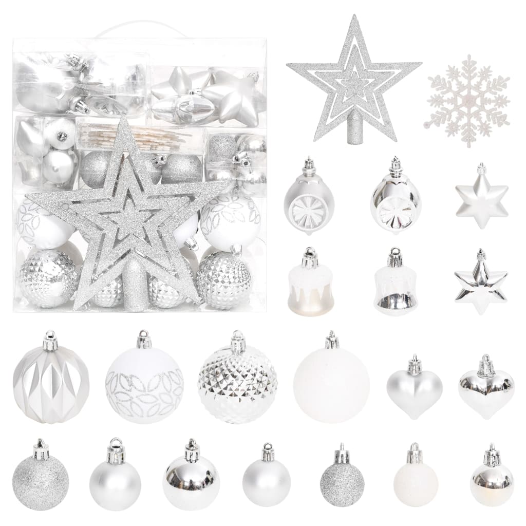 vidaXL 70-delige Kerstballenset zilver en wit