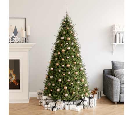 vidaXL 120-dijelni set božićnih kuglica i vrh 300 LED ružičasto zlatne