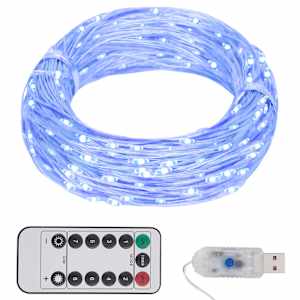 Světelný LED řetěz se 150 LED diodami modrý 15 m - obrázek 1