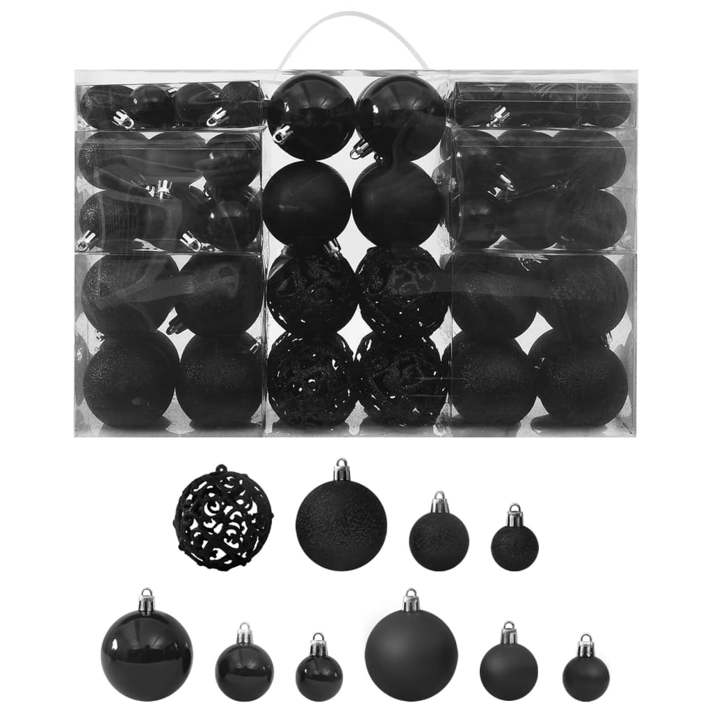 vidaXL 100-delige Kerstballenset zwart