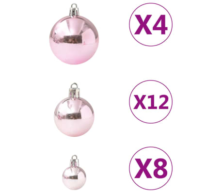 vidaXL 100 Piece Christmas Ball Set Pink