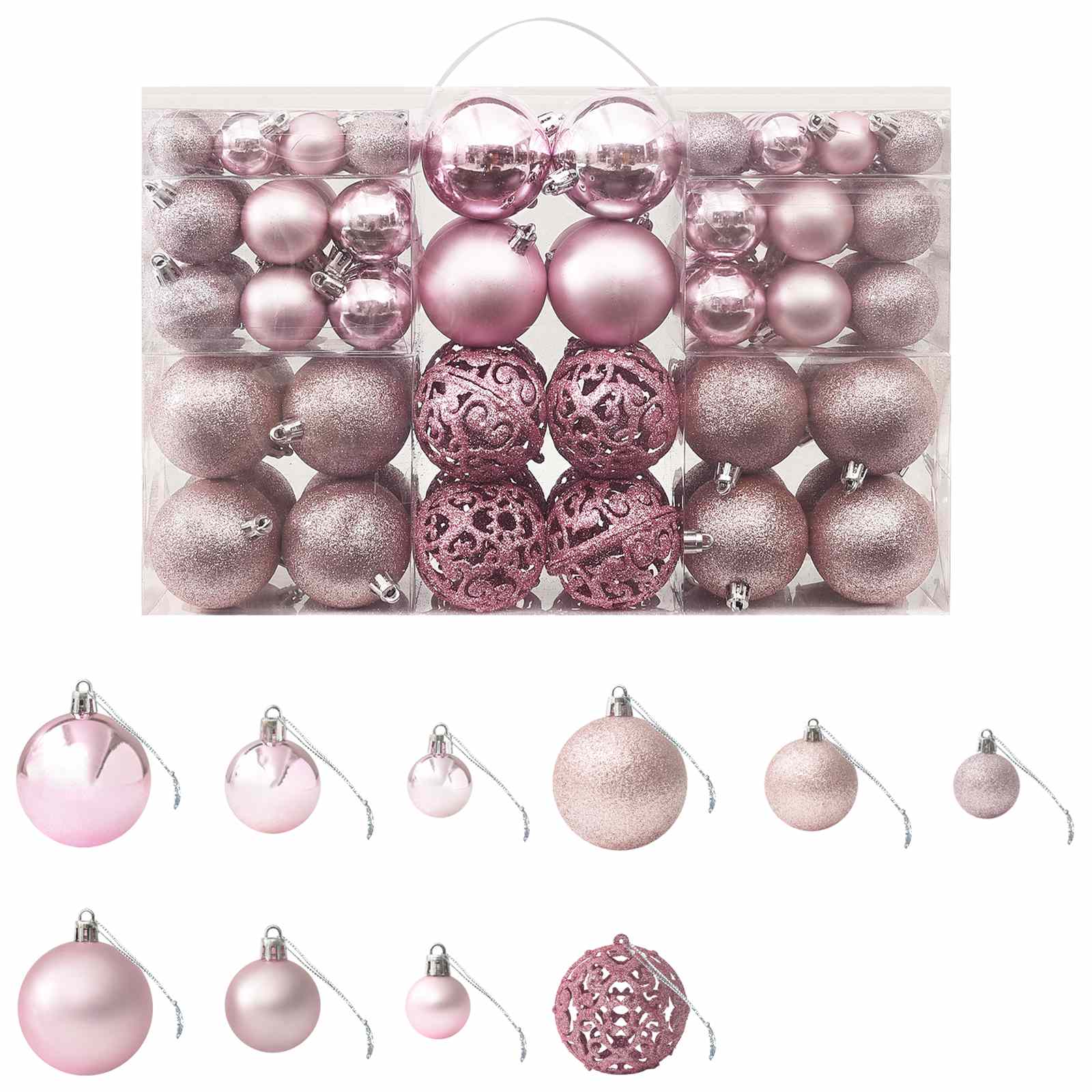 vidaXL 100-delige Kerstballenset roze