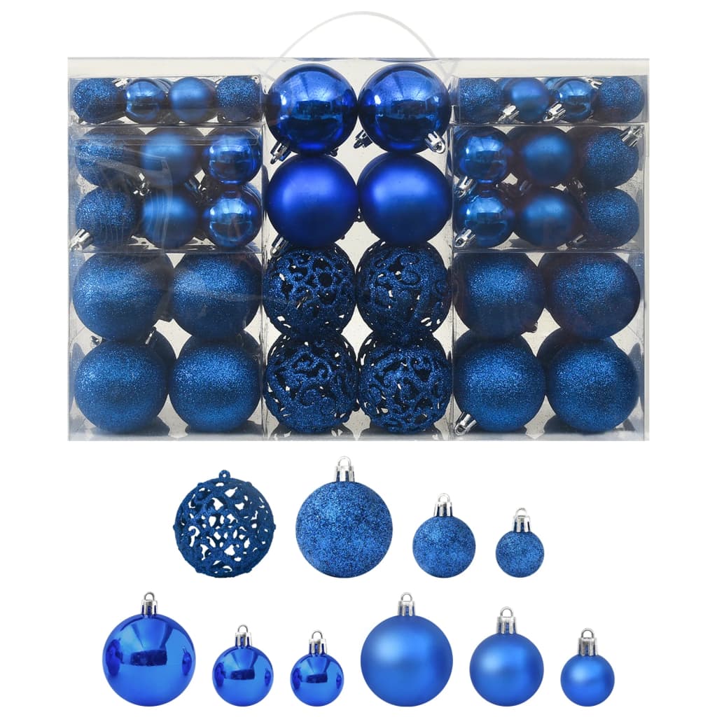 vidaXL Set de globuri de Crăciun, 100 piese, albastru vidaXL