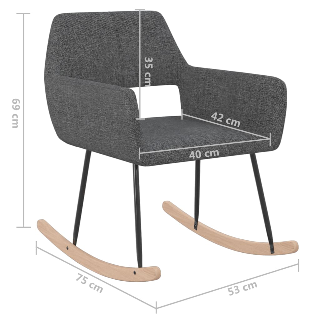 Люлеещ се стол, тъмносив, текстил
