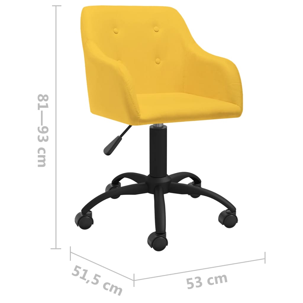 Otočné jedálenské stoličky 2 ks žlté látkové