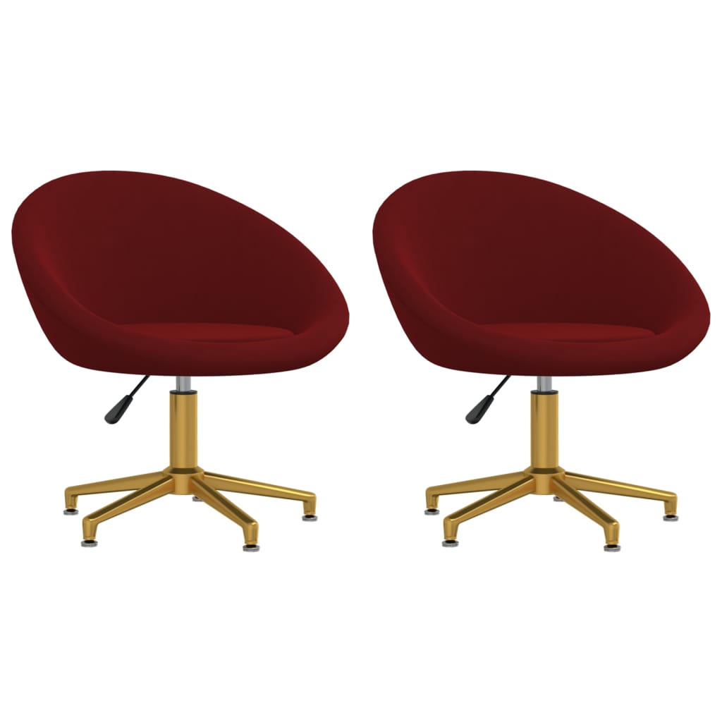 Chaises à manger lot de 2 rouge bordeaux velours