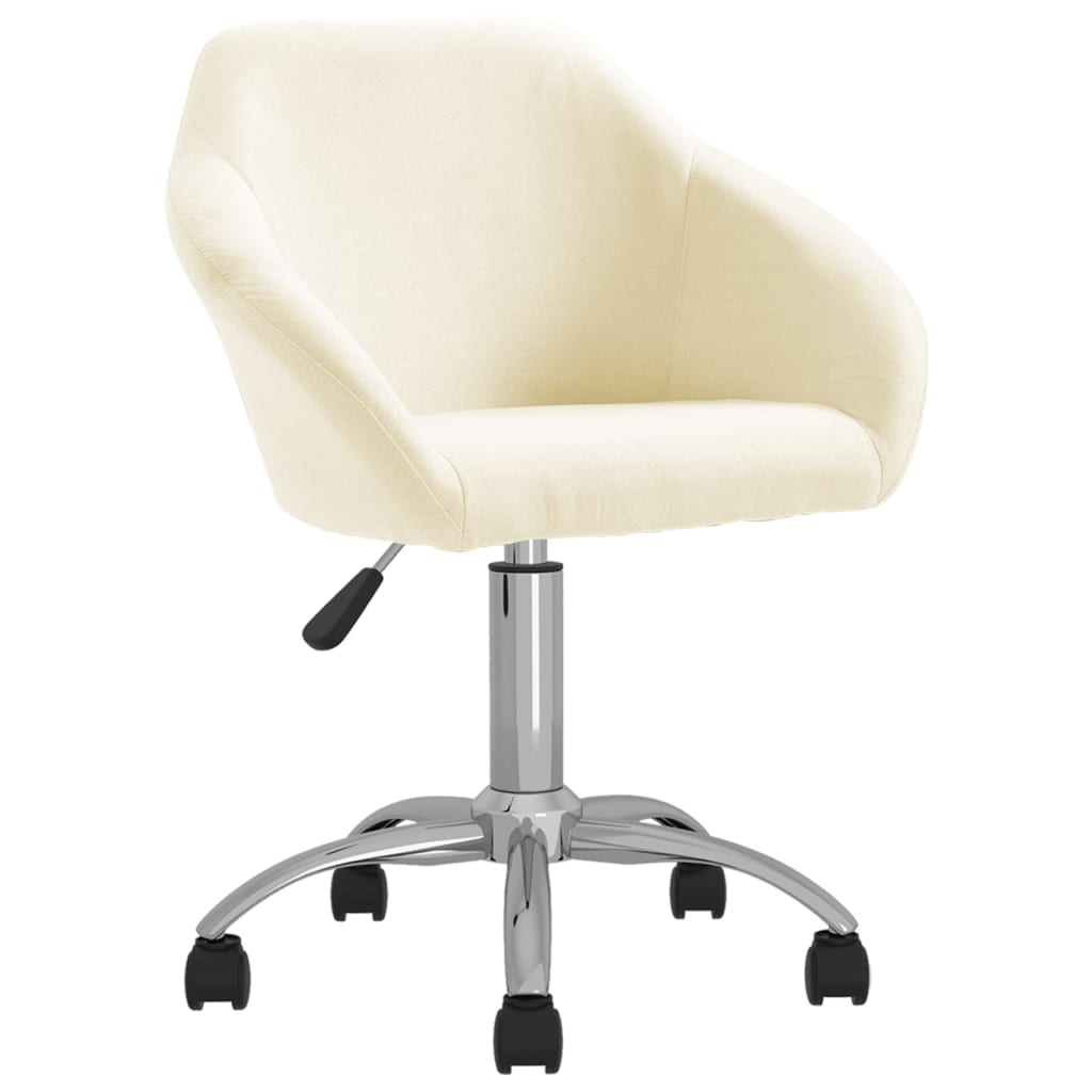 

vidaXL Eetkamerstoelen draaibaar 2 st stof crèmekleurig