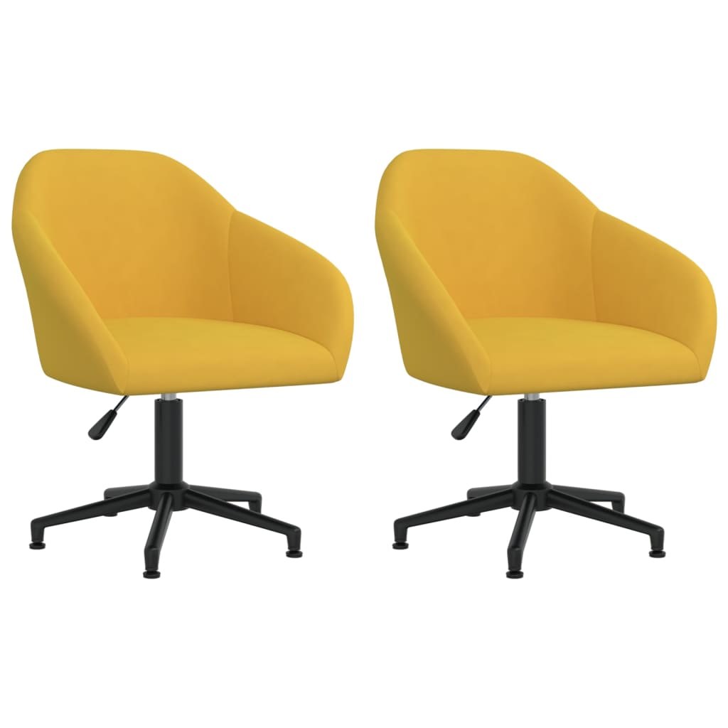 Cadeiras de jantar giratórias 2 pcs veludo amarelo