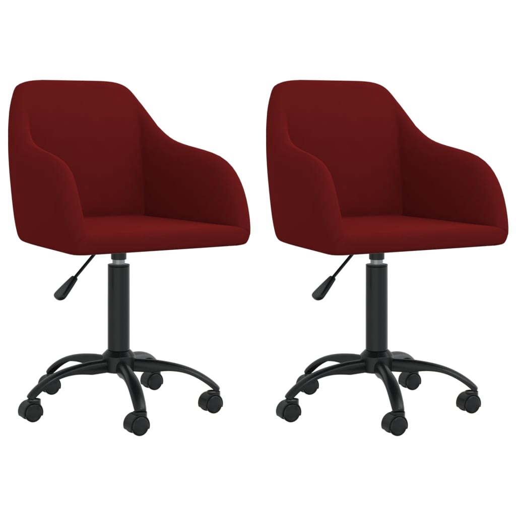 Chaises à manger pivotantes lot de 2 rouge bordeaux velours