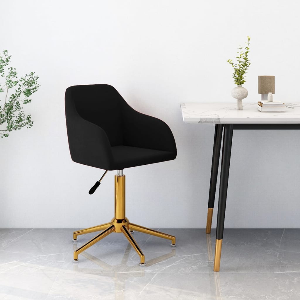 vidaXL Scaun de birou pivotant, negru, catifea vidaxl.ro