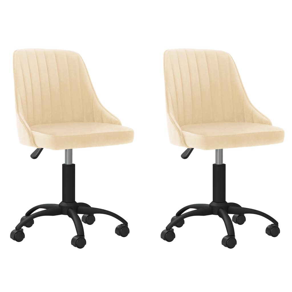 vidaXL Chaises pivotantes de salle à manger 2 pcs Crème Velours