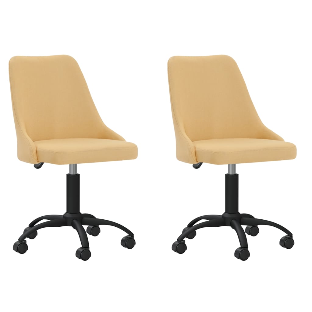 vidaXL Chaises pivotantes de salle à manger 2 pcs Jaune Tissu