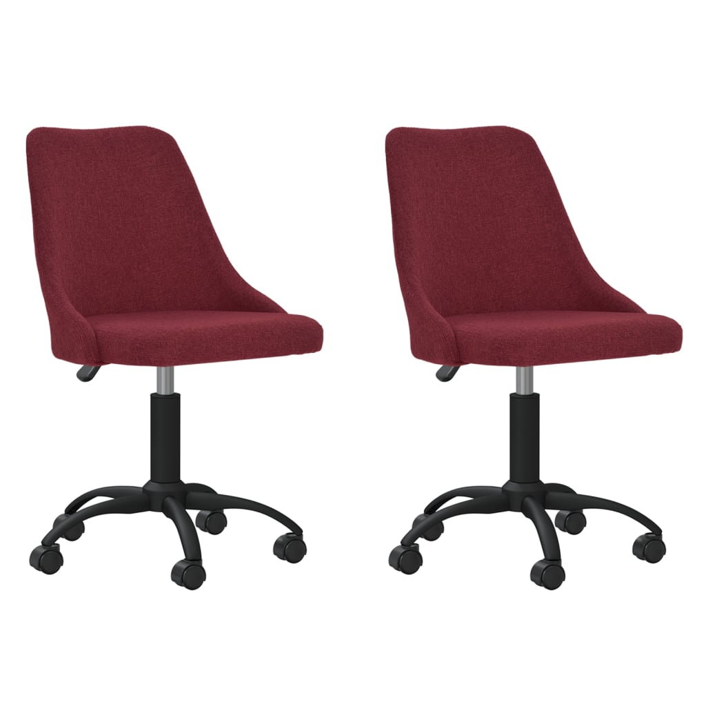 Chaises pivotantes à manger lot de 2 rouge bordeaux tissu