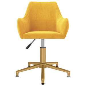 vidaXL Pasukama valgomojo kėdė, geltonos spalvos, aksomas