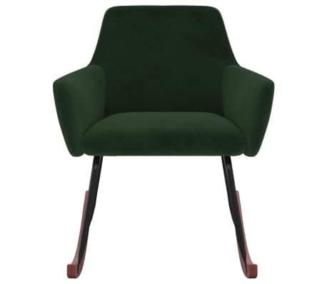 vidaXL Silla mecedora de terciopelo verde oscuro