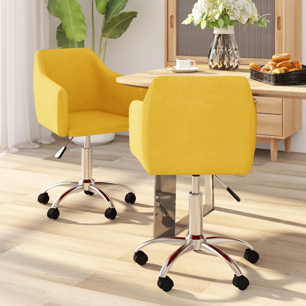 Otočné jídelní židle 2 ks žluté textil