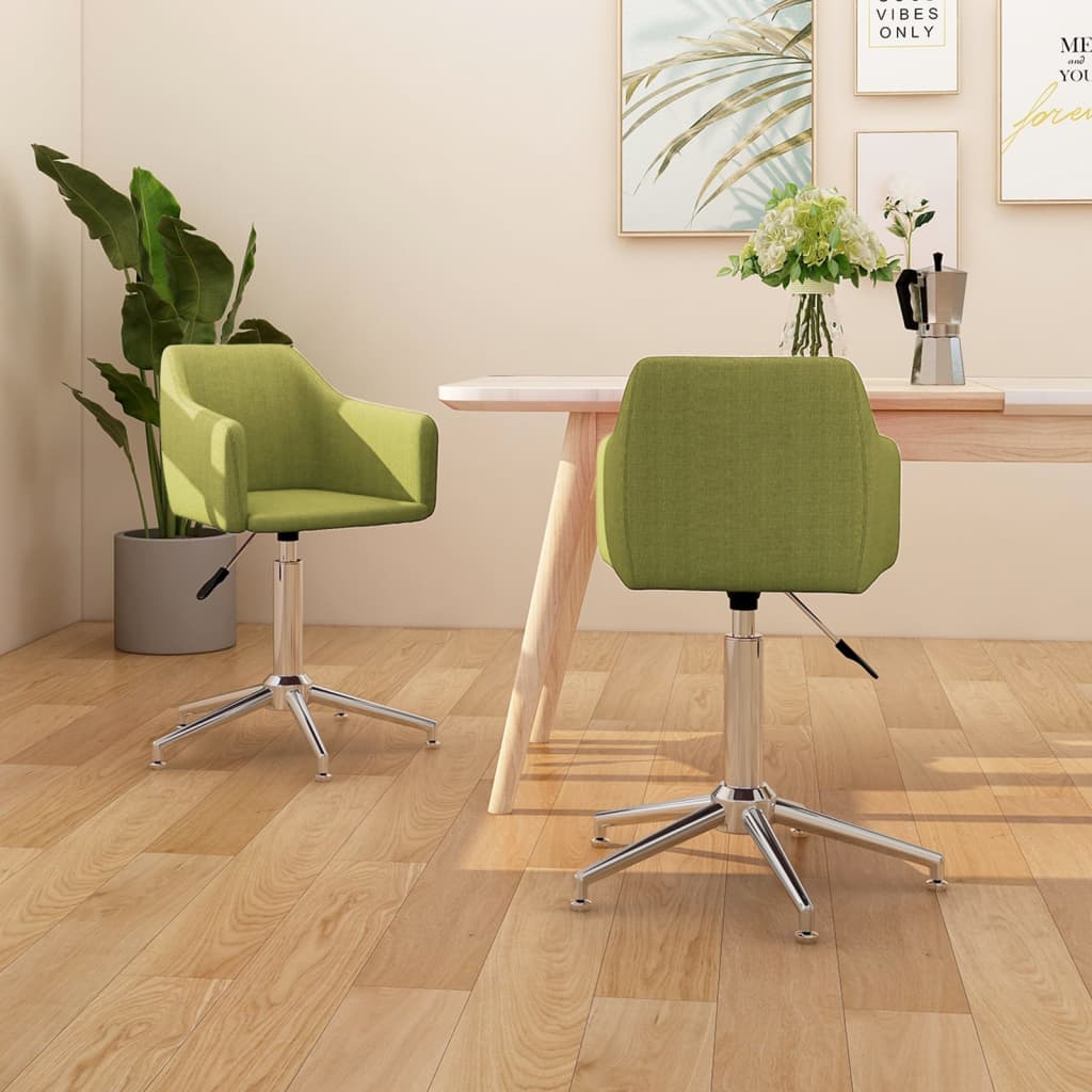 Otočné jídelní židle 2 ks zelené textil