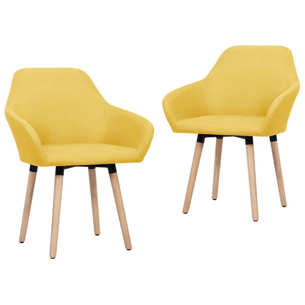 331496 vidaXL Dining Chairs 2 pcs Yellow Fabric (UK/IE/FI/NO/DE/FR/NL only)